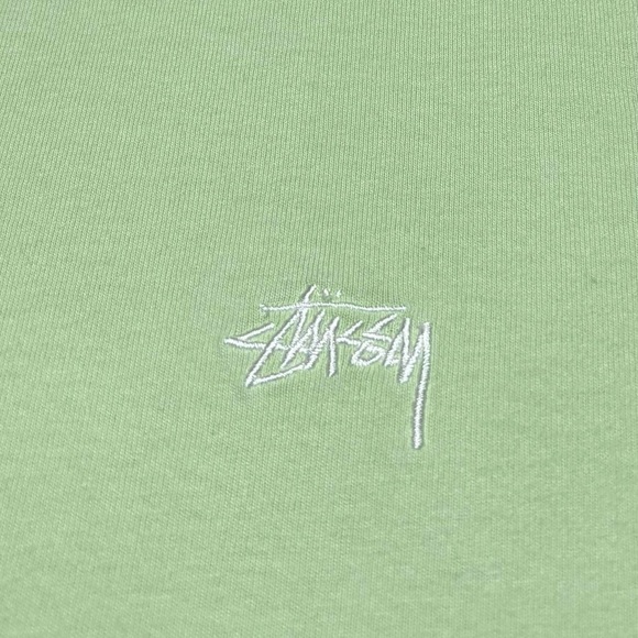 Stussy Stock Logo Embroidered Short Sleeve T Shirt Green - Picture 3 of 7